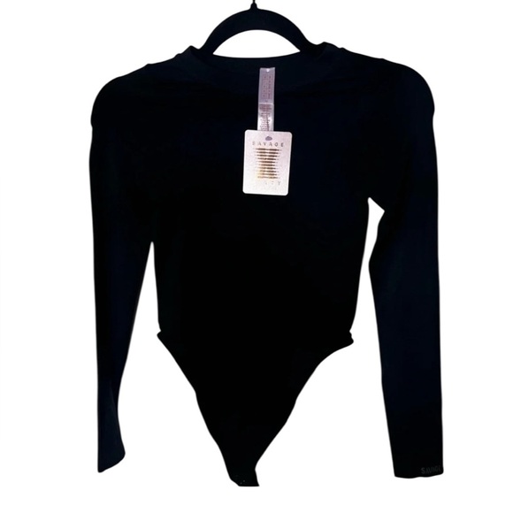 New with tags savage x fenty Rihanna seamless teddy size XS black bodysuit - Picture 2 of 5